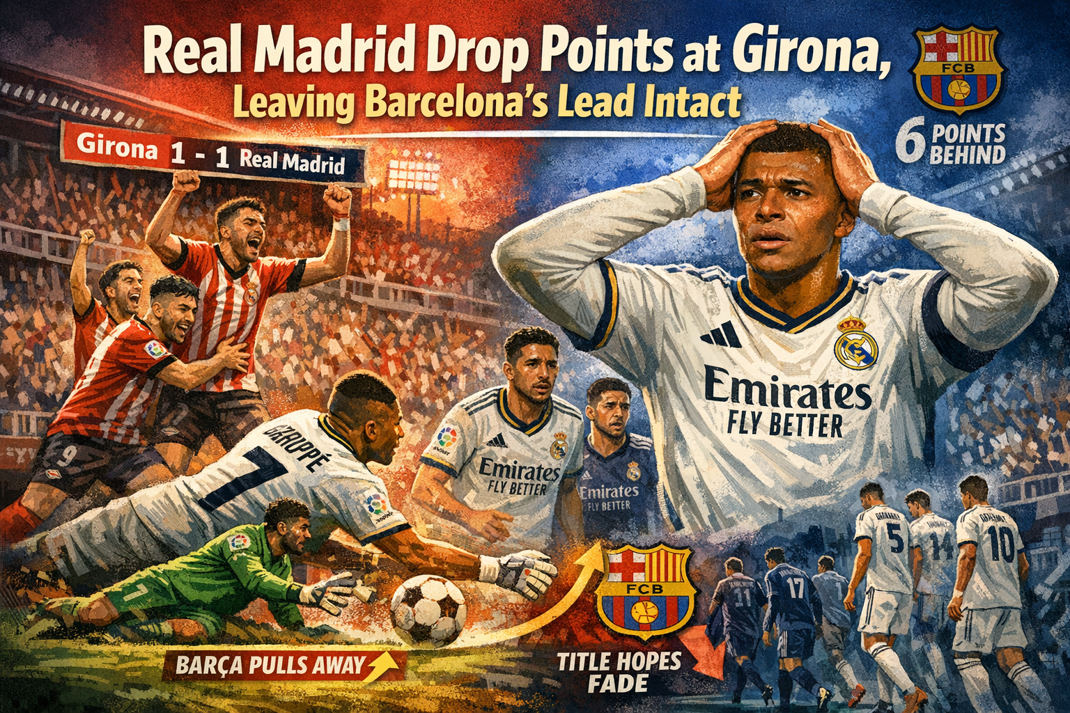 Real Madrid Drop Points at Girona, Leaving Barcelona's Lead Intact